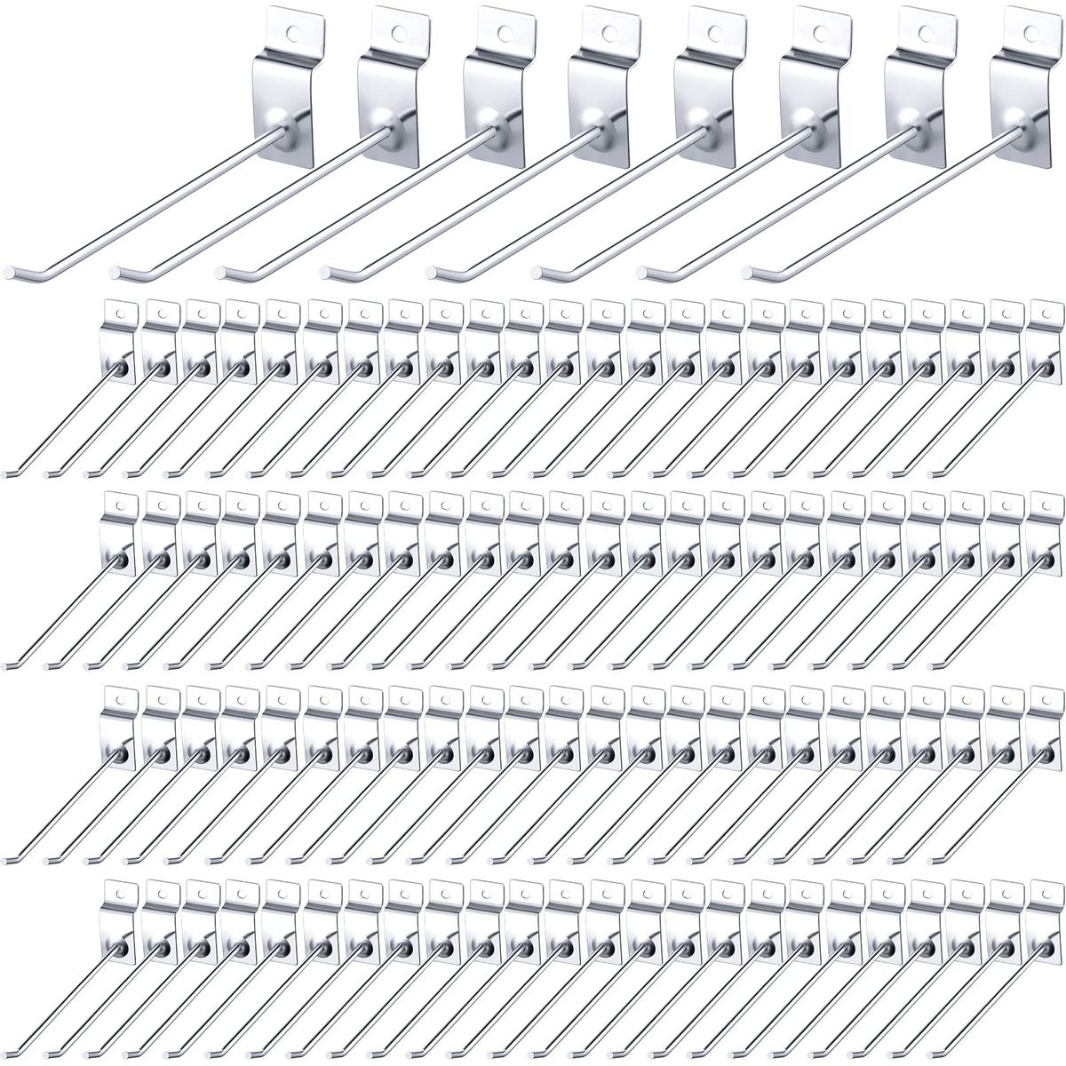 EVERSO - Pack 120 Ganchos Gancheras Panel Ranurado 15 Cm Exhibidor