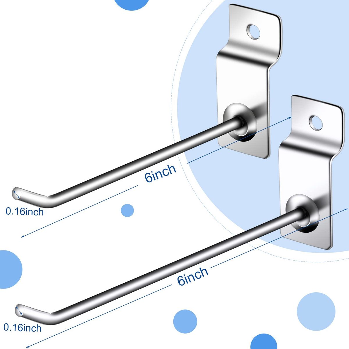 EVERSO - Pack 120 Ganchos Gancheras Panel Ranurado 15 Cm Exhibidor