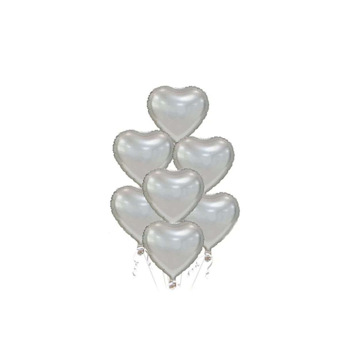GENERICO - Set De Globos Corazón Plateado 7pcs 45cm