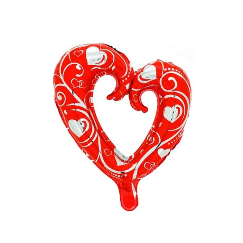 GENERICO - Globo Metálico Corazón Hueco Rojo 44cm