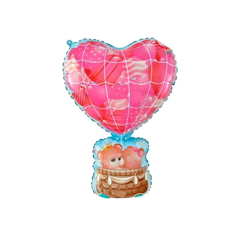 GENERICO - Globo Metalico Aerostatico De Corazon Con Osos 50x80cm