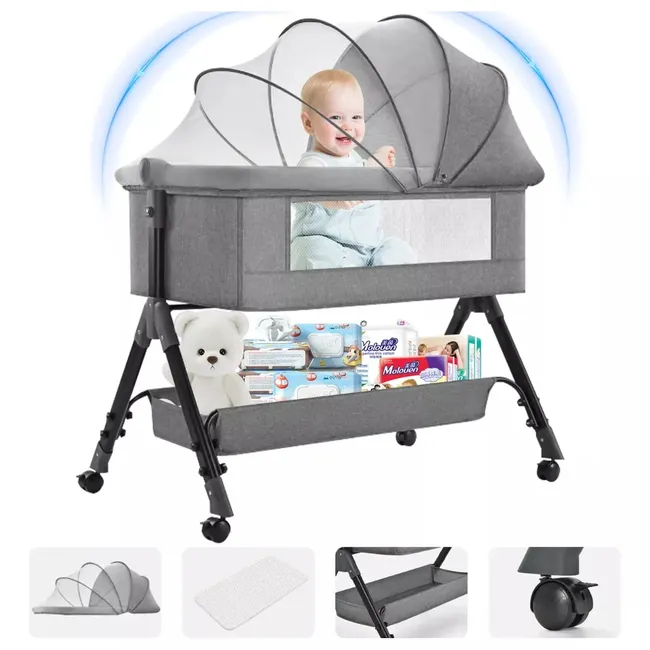 BLUEDREAMER - Cuna plegable móvil multifuncional cuna para co-cama
