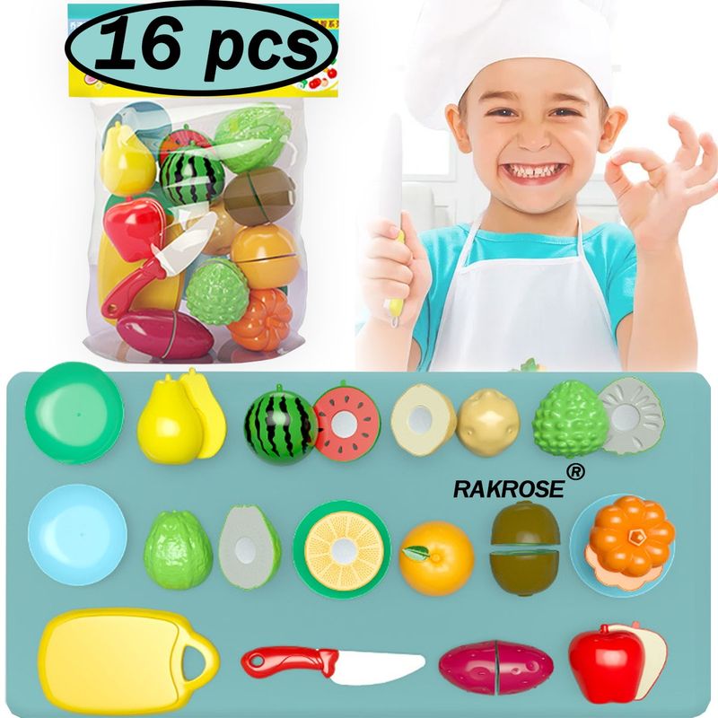 EDWINAYY - Juguete De Corte De Cocina De Frutas Y Verduras 16 Piezas