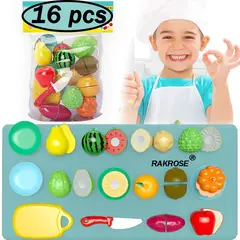 EDWINAYY - Juguete De Corte De Cocina De Frutas Y Verduras 16 Piezas