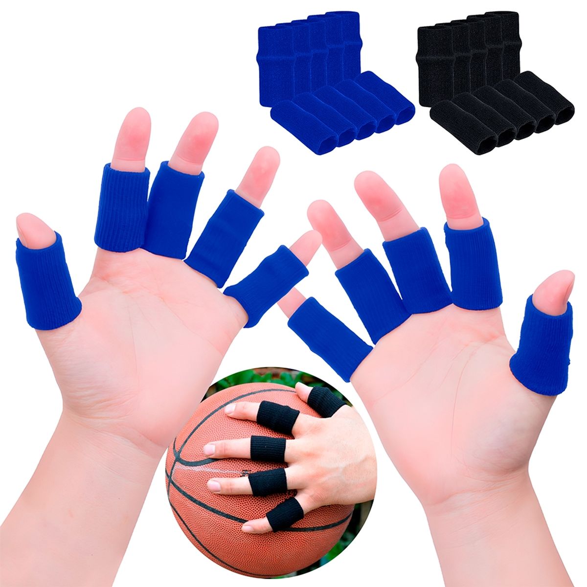GENERICO - 10 Vendas Protectoras De Dedos Elástico Deporte Basket Azul