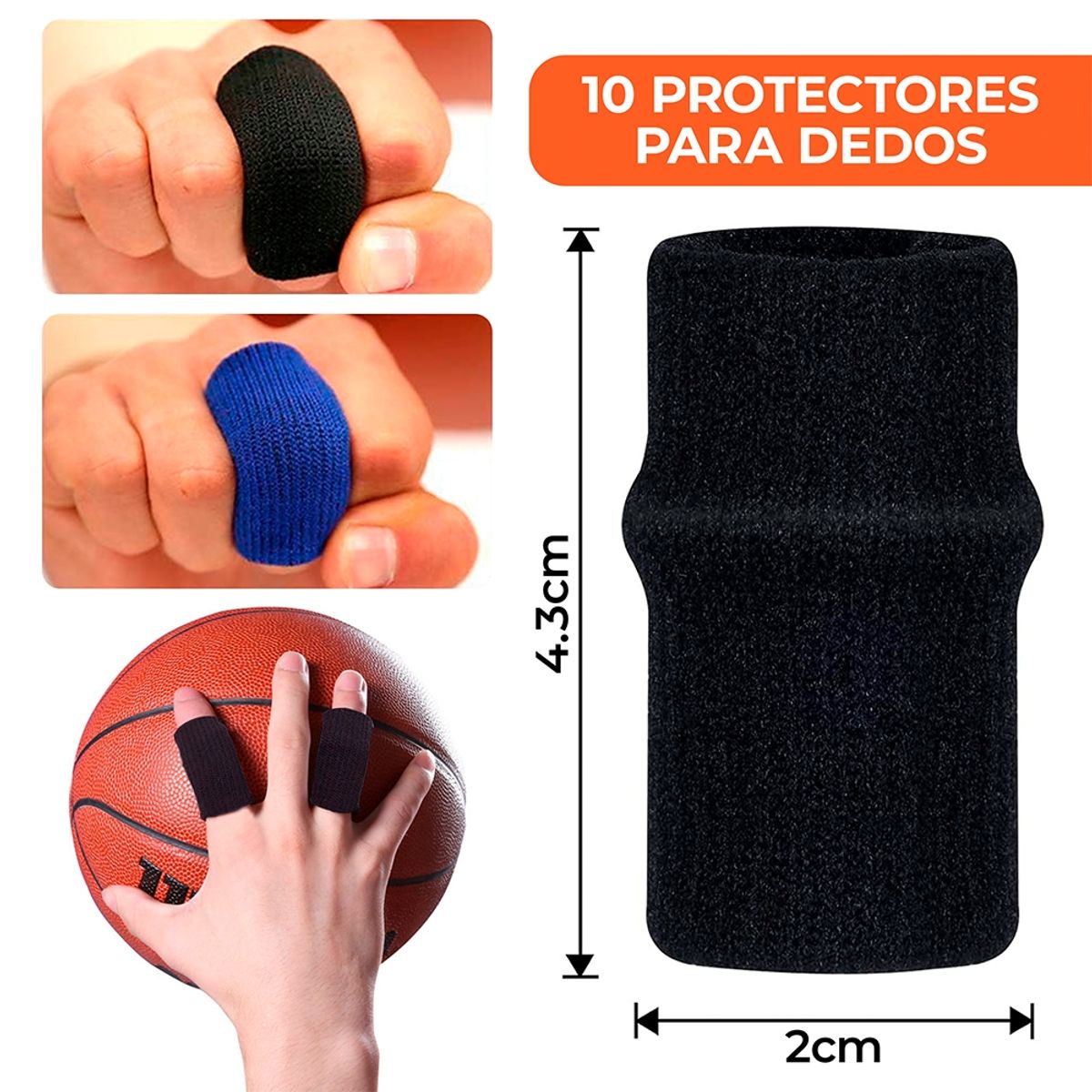 GENERICO - 10 Vendas Protectoras De Dedos Elástico Deporte Basket Azul