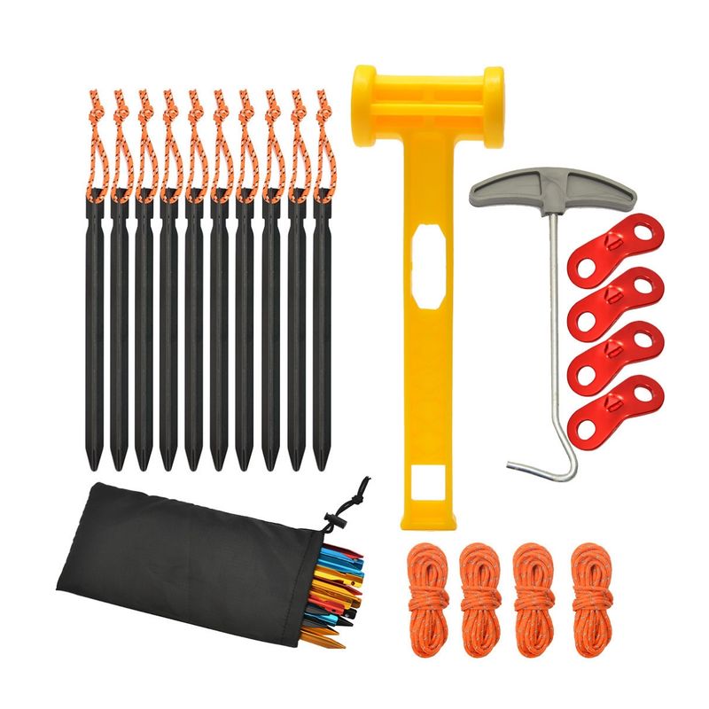 GENERICO - Set Estacas Carpa Caseta 20 Piezas Aluminio mas Bolsa