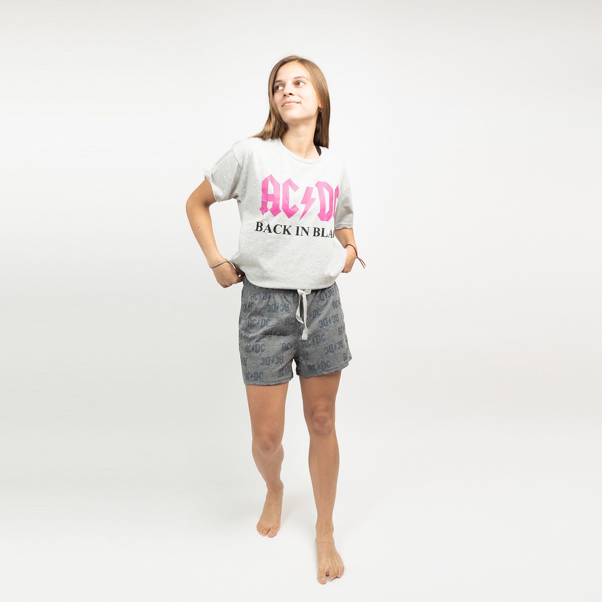 AC DC - Pijama Mujer Print Gris Ac/Dc