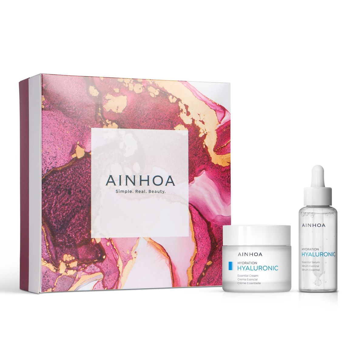 AINHOA - Set  Acido Hialuronico Hidratación Profunda, Crema Esencial + Serum.