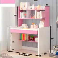 ACTUAL - Escritorio Infantil Rosado Con Estantes Superiores