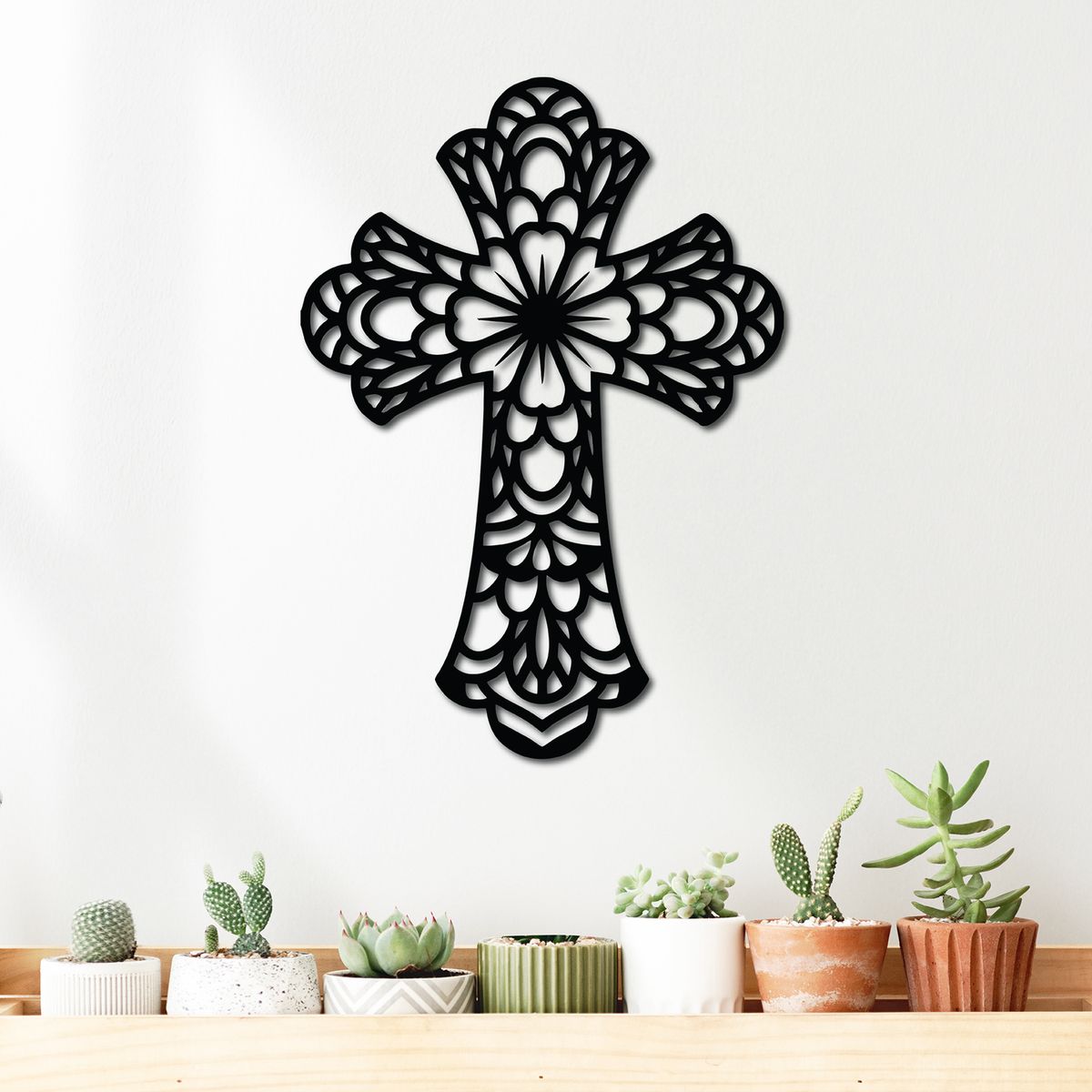 ELAB PROPIA - Cuadro Cruz Decorativo 50x35cm - Calado En Madera Fun Republic