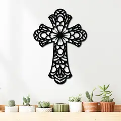ELAB PROPIA - Cuadro Cruz Decorativo 50x35cm - Calado En Madera Fun Republic
