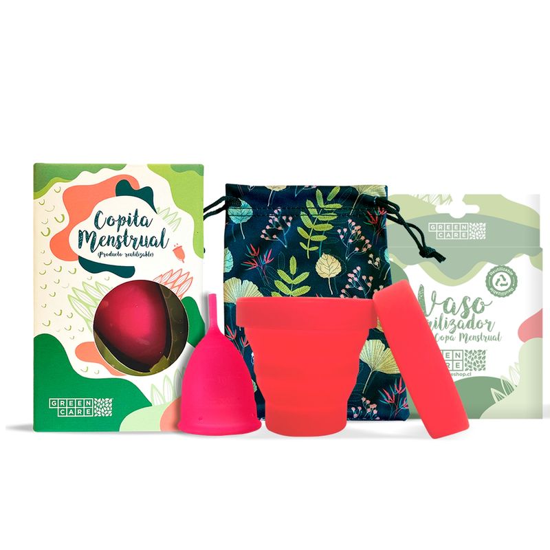 GREENCARE - Copa Menstrual + Vaso Esterilizador - Greencare - Rosa - L