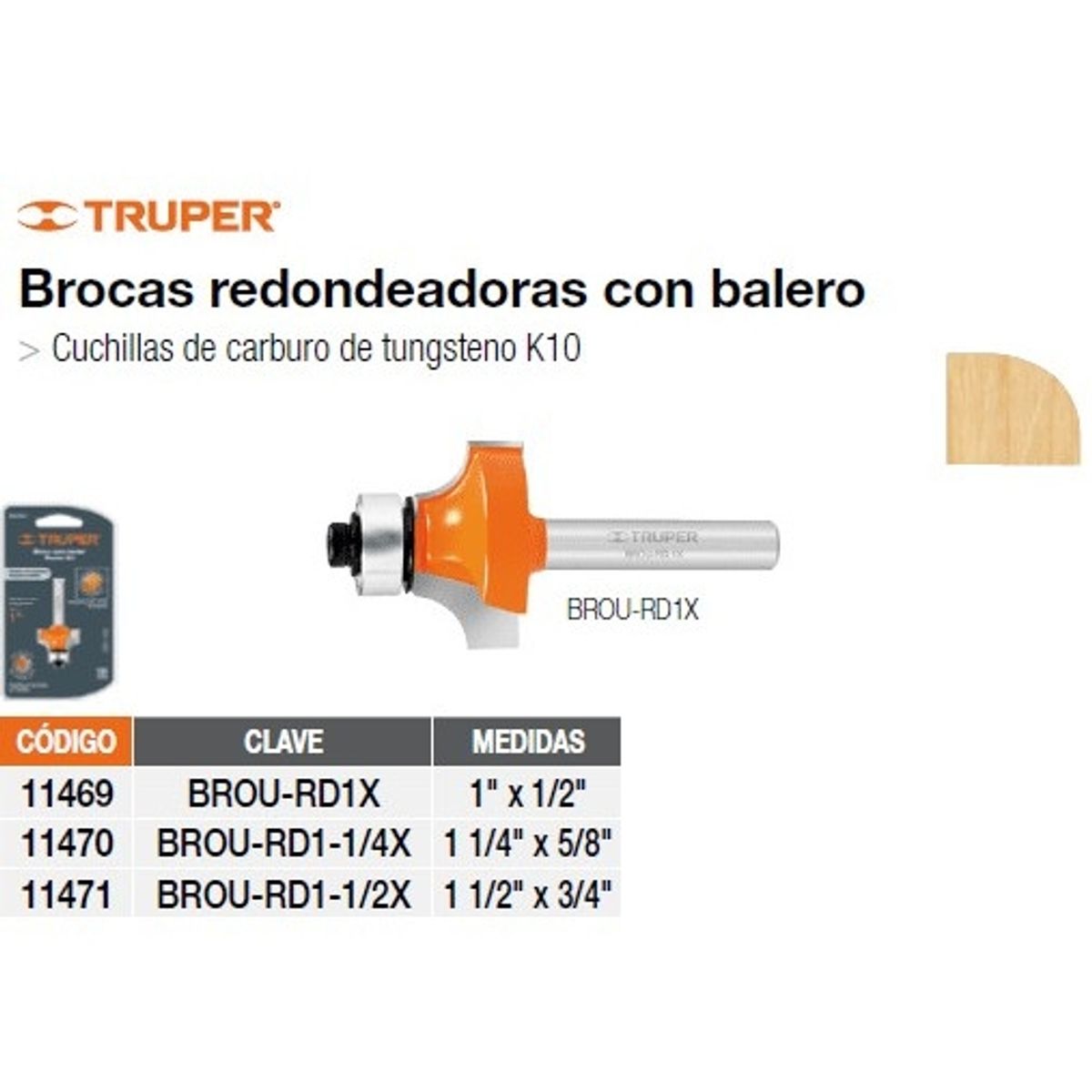 TRUPER - FRESA 11470 REDONDEADORA 1 1/4"X21/32" TRUPER