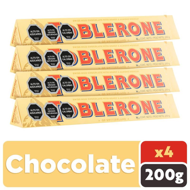 TOBLERONE - Chocolate Toblerone® Leche Con Nougat De Miel Almendra 200g x4