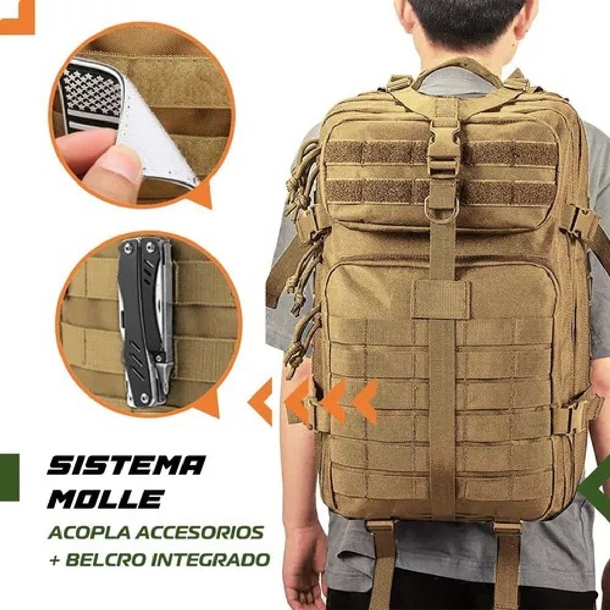 GENERICO - Mochila Tactica Militar Outdoor Pentagon 45l Impermeable Color Ocre