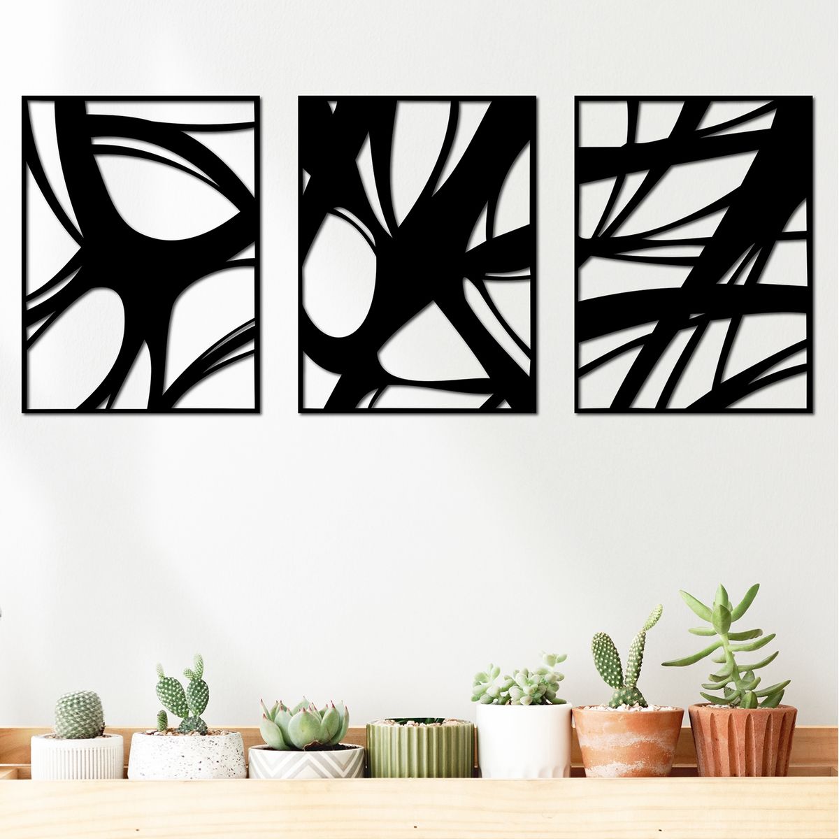 ELAB PROPIA - Set 3 Cuadros Modernos Abstracto 40x30cm c.u. - Madera Fun Republic