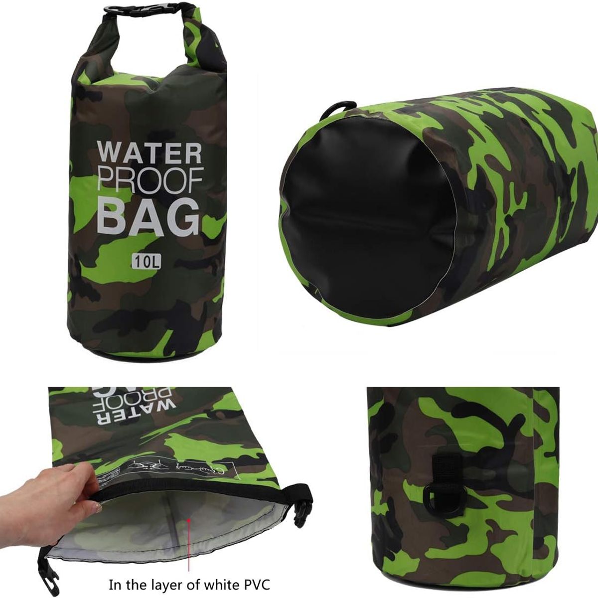 GENERICO - Bolso Seco Impermeable Mochila Camping 10 Litros Verde Camo