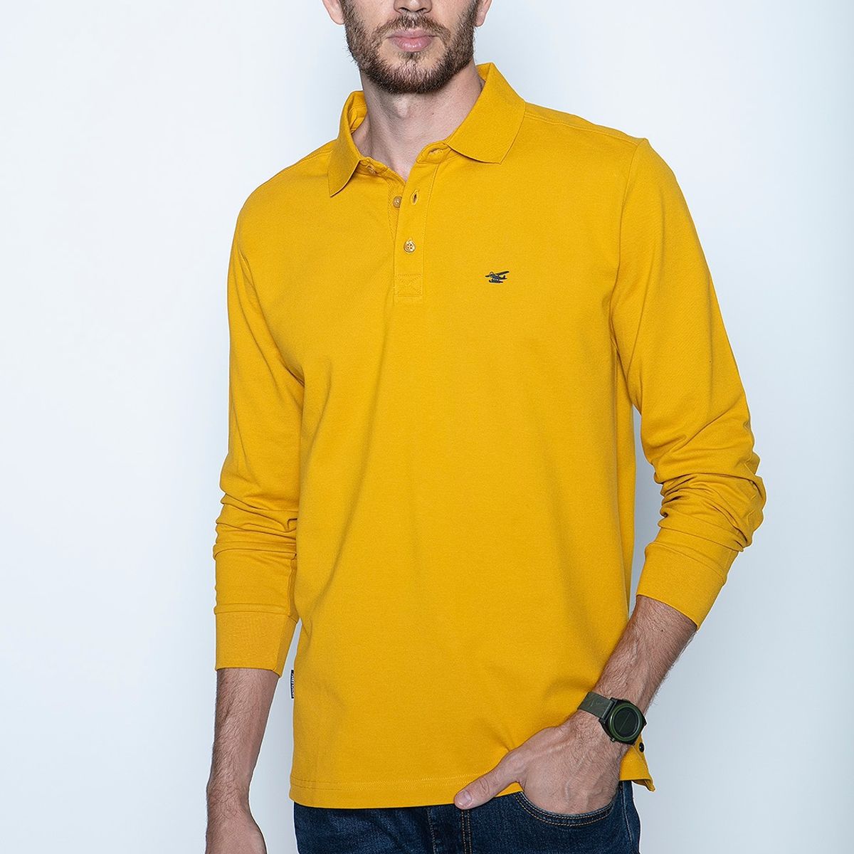 FEROUCH - Polera Polo Ml Amarillo Ferouch