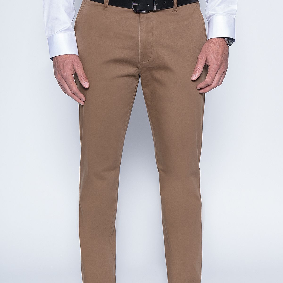 NEW MAN - Pantalon Bagneaux Slim Café New Man