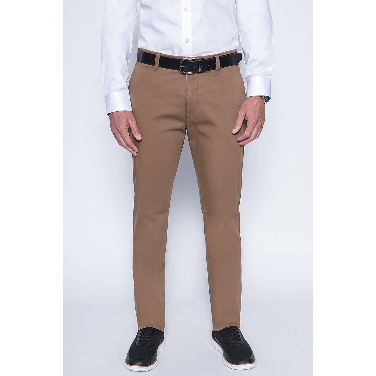 NEW MAN - Pantalon Bagneaux Slim Café New Man