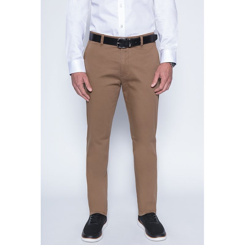 NEW MAN - Pantalon Bagneaux Slim Café New Man