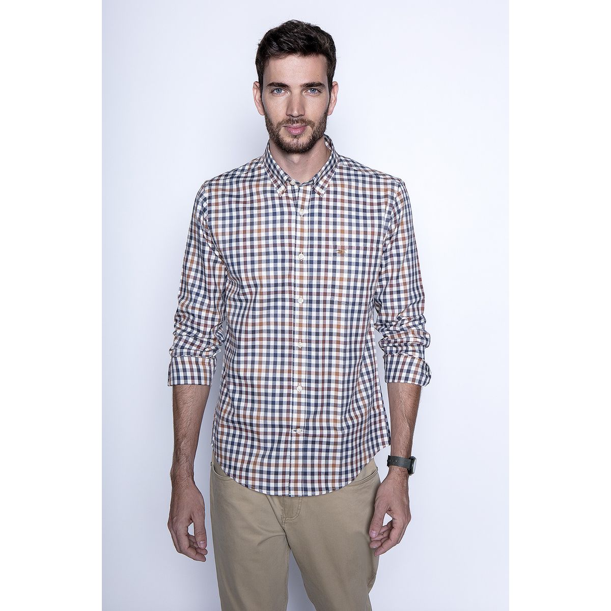 FEROUCH - Camisa Check Virginia F Café Ferouch