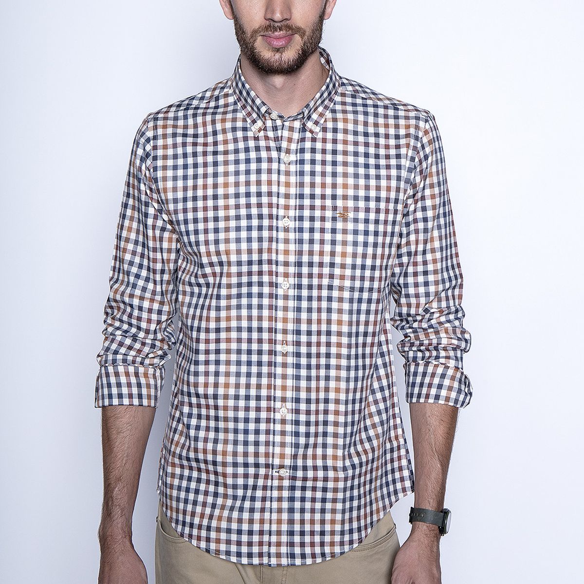 FEROUCH - Camisa Check Virginia F Café Ferouch