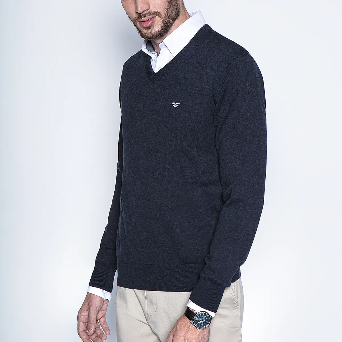 FEROUCH - Melange Sweater Smart Casual L/S Azul Ferouch