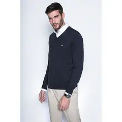 FEROUCH - Melange Sweater Smart Casual L/S Azul