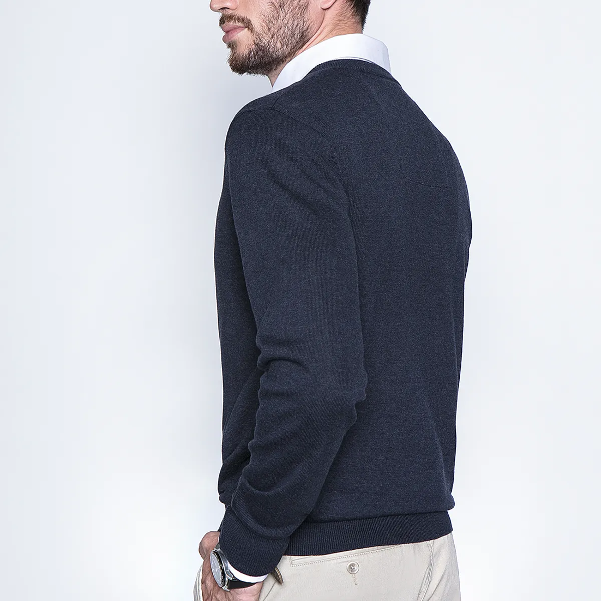 FEROUCH - Melange Sweater Smart Casual L/S Azul Ferouch