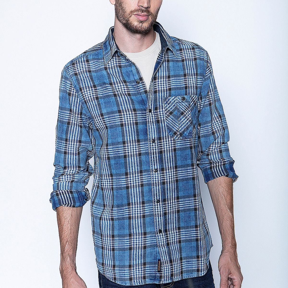 FEROUCH - Camisa Checkered Indigo Fj Azul Ferouch