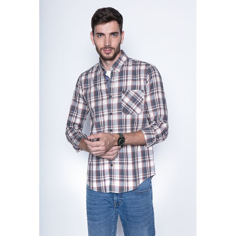 FEROUCH - Camisa Check California Fj Café Ferouch