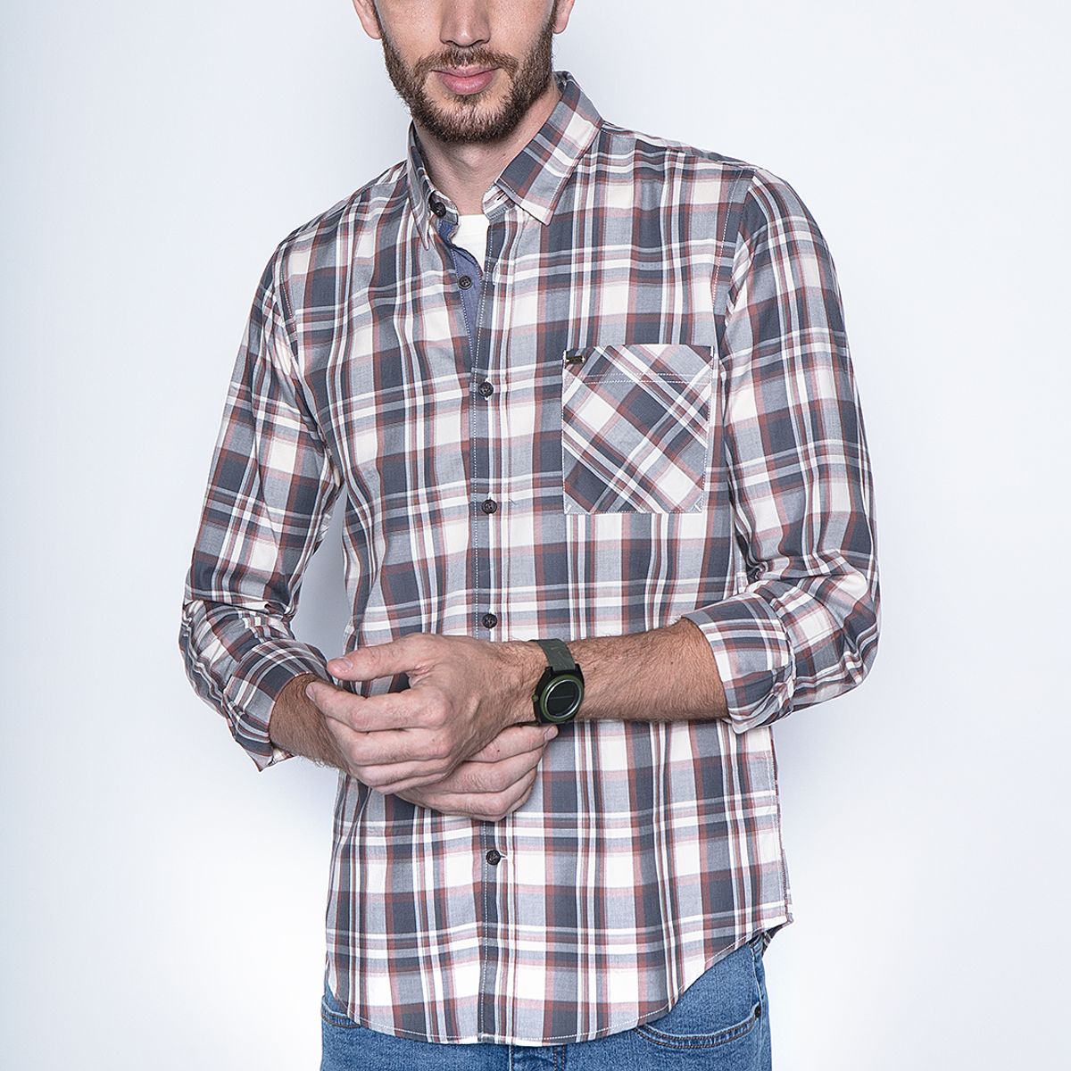 FEROUCH - Camisa Check California Fj Café Ferouch