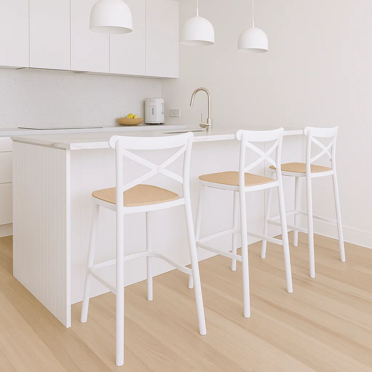 KLIK - Pack de 4 Taburetes Crossback Danubio - Blanco KLIK