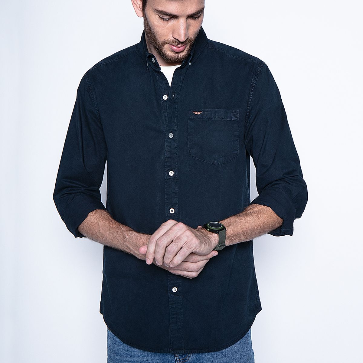 FEROUCH - Camisa Garment Dyed Sport Fj Azul Ferouch