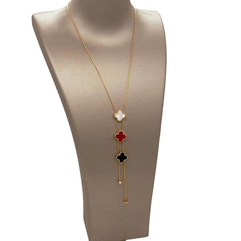 GENERICO - Collar Trebol 4 Hojas Acero de Titanio Elegante Mujer Joyas