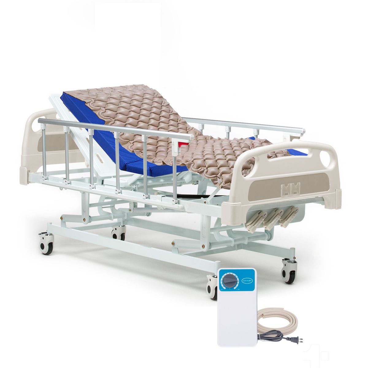 TOPMEDIC - Topmedic Set Catre Clinico Manual + Colchon Clinico + Colchon Antiescaras con Motor