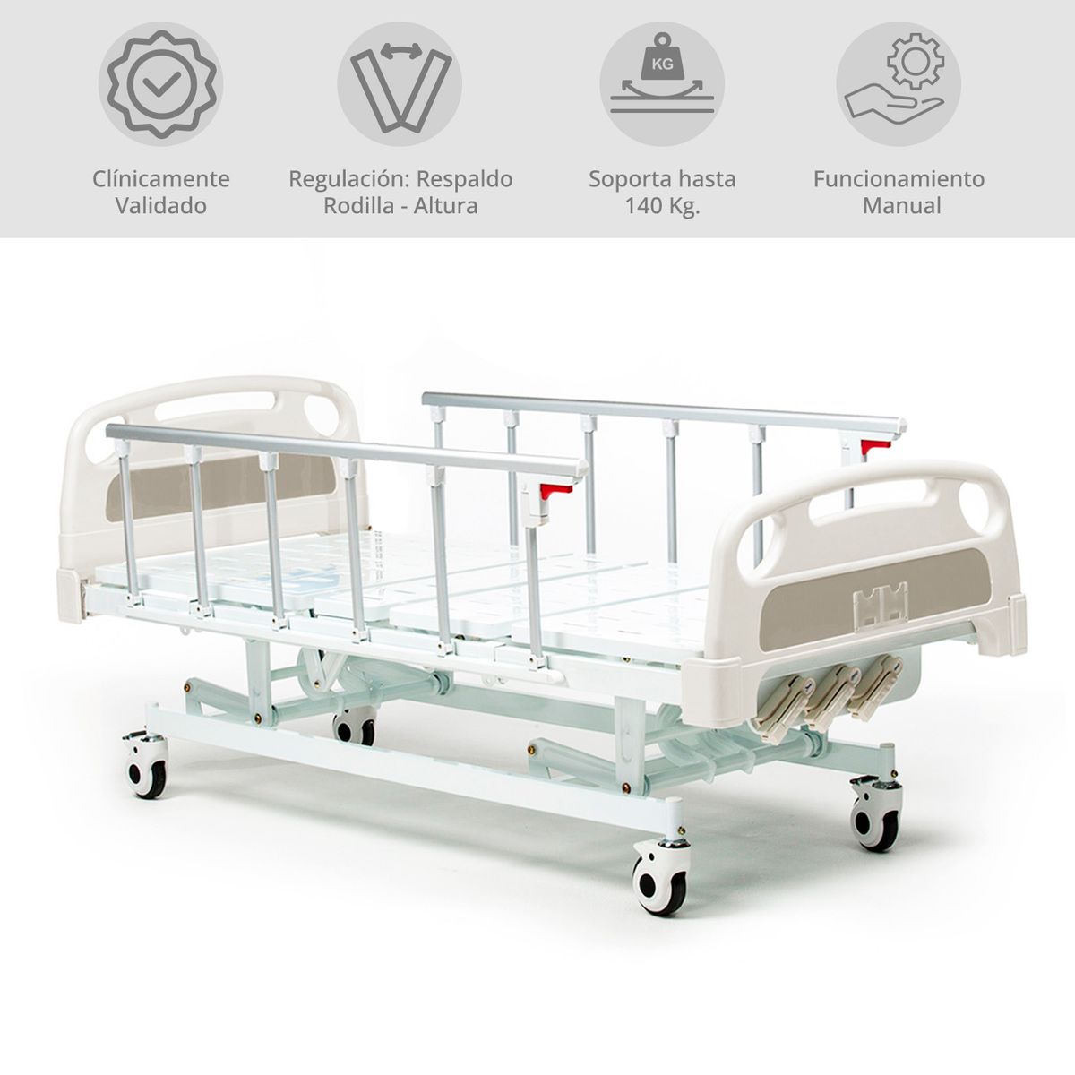 TOPMEDIC - Topmedic Set Catre Clinico Manual + Colchon Clinico + Colchon Antiescaras con Motor