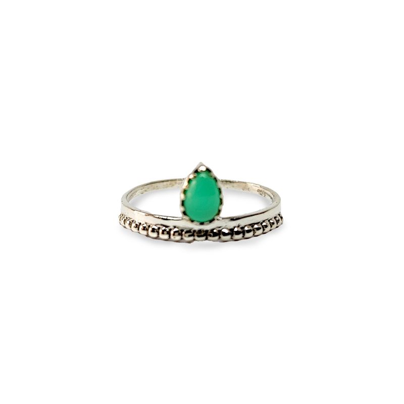 ANDREA COGGIOLA JOYAS - Anillo Ekisha Ónix Verde Plata Fina 925