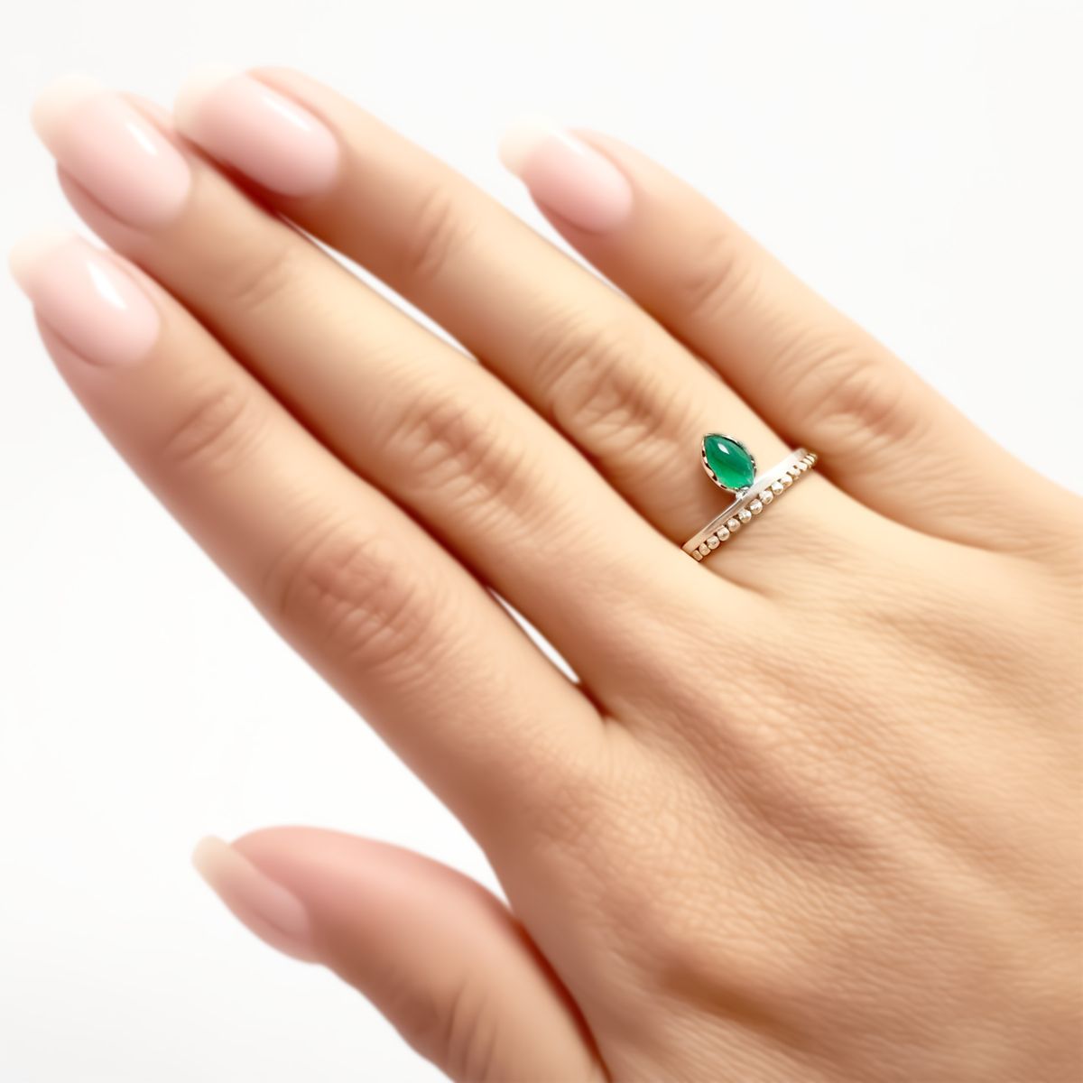 COGGIOLA - Anillo Ekisha Ónix Verde Plata Fina 925