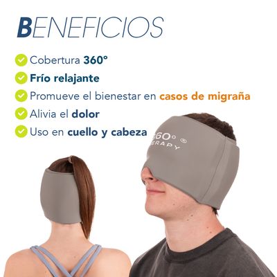 Imagen 2 del producto Gorro de Gel FríoCalor 360º THERAPY® para Migraña Compresa Térmica Cabeza