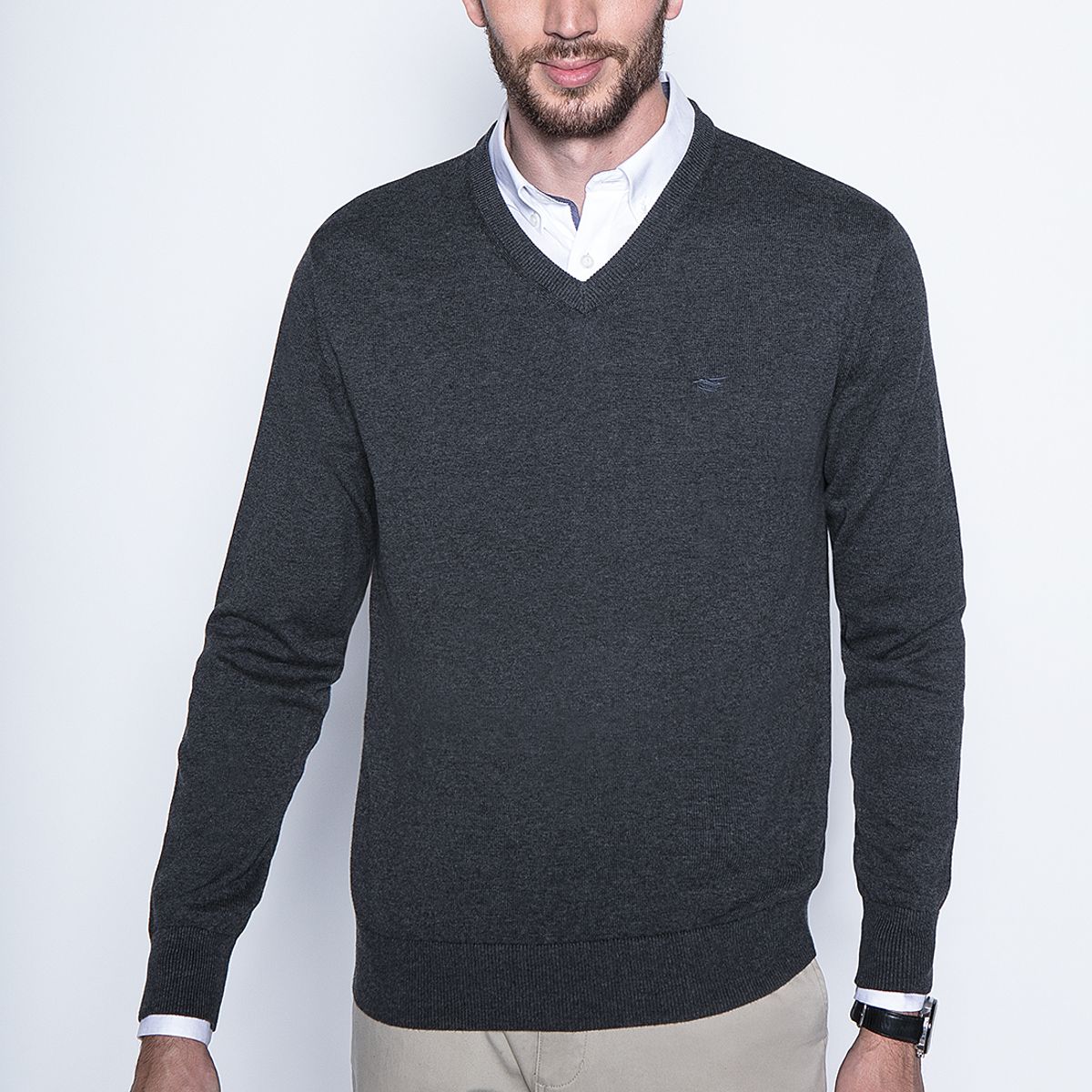 FEROUCH - Melange Sweater Smart Casual L/S Gris Ferouch