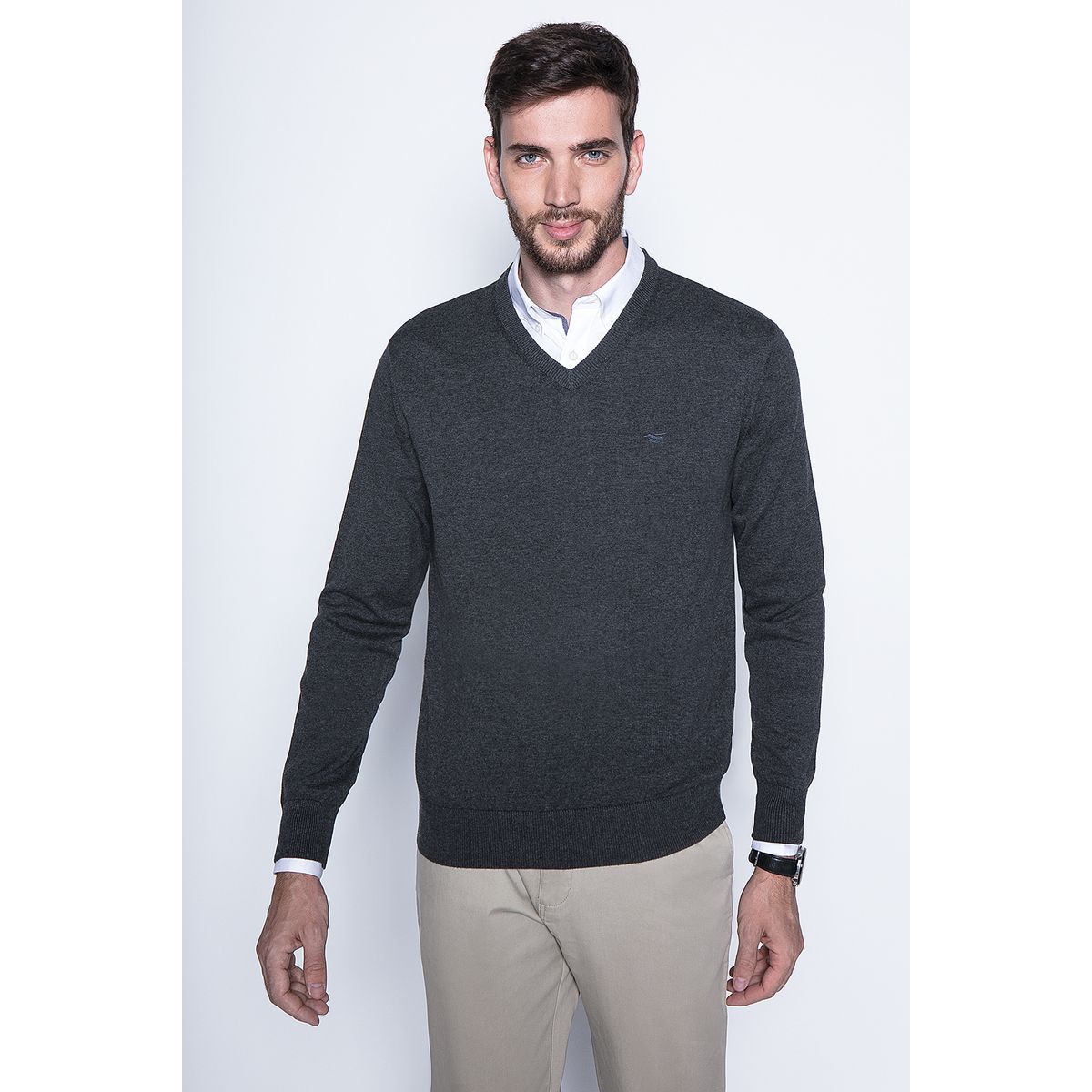 FEROUCH - Melange Sweater Smart Casual L/S Gris Ferouch