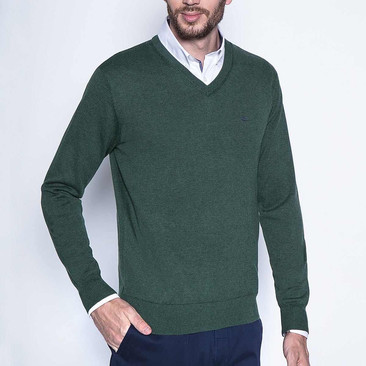 FEROUCH - Melange Sweater Smart Casual L/S Verde Ferouch