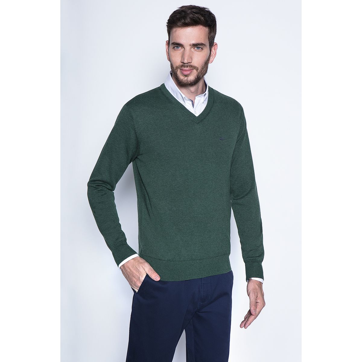 FEROUCH - Melange Sweater Smart Casual L/S Verde Ferouch