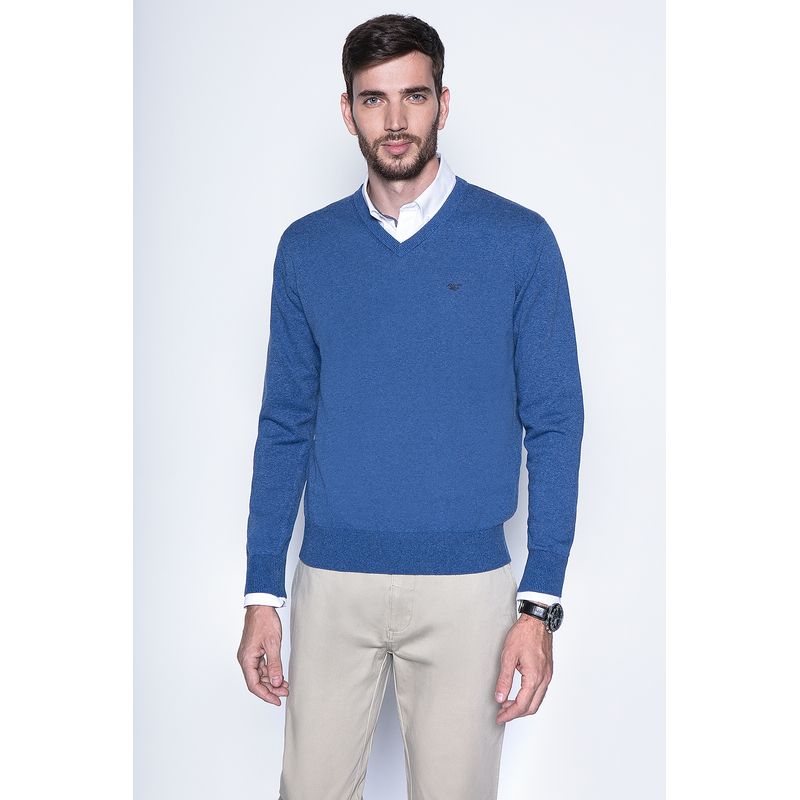 FEROUCH - Melange Sweater Smart Casual L/S Azul Ferouch