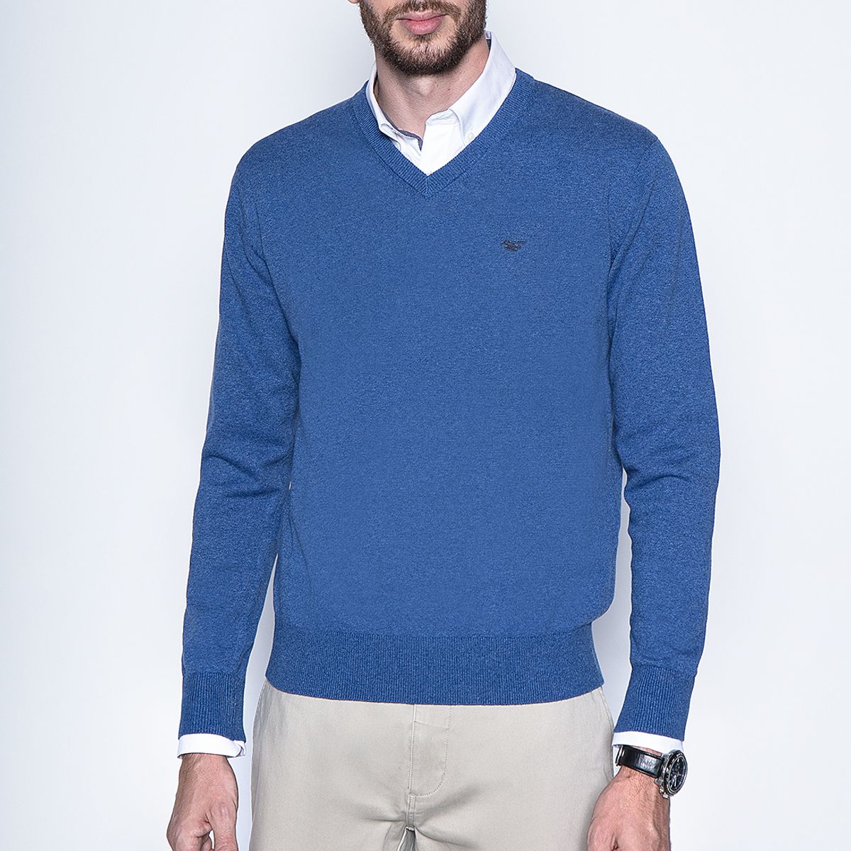 FEROUCH - Melange Sweater Smart Casual L/S Azul Ferouch