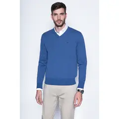 FEROUCH - Melange Sweater Smart Casual L/S Azul