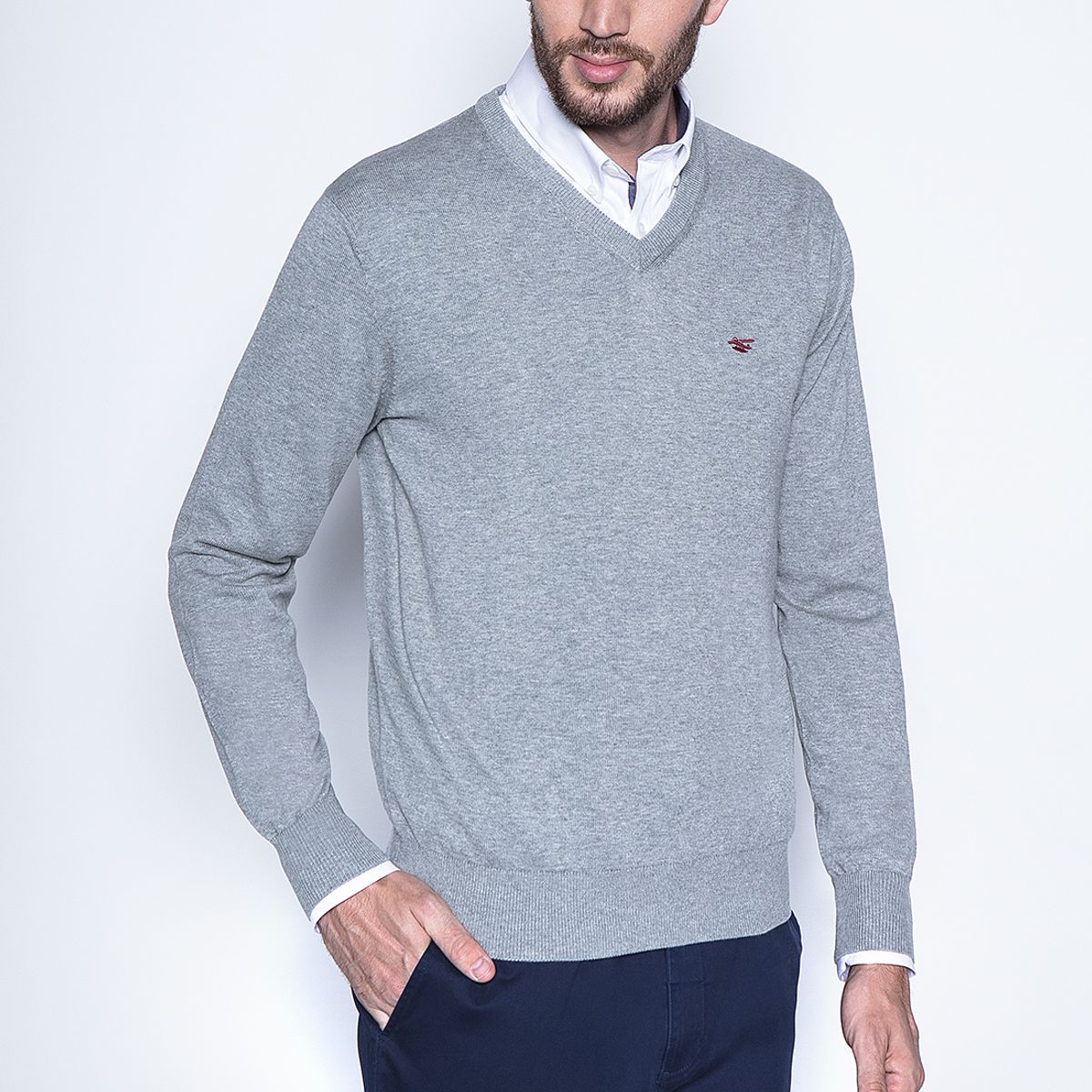 FEROUCH - Melange Sweater Smart Casual L/S Gris Ferouch